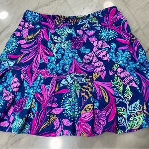 Lilly Pulitzer Blue and Pink Ruffled Mini Skirt